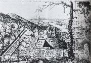 Salomon de Caus Bird-s-eye view of the Palatine garden at  Heidelberg oil painting